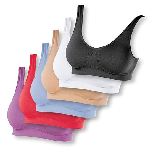 SLIMmaxx Damen Sport-BH Set (6er Pack) Größe 40/42 | Weich, Atmungsaktiv und Optimal Passend | Ohne Riegel, Klammern oder Haken | Waschbar bei 30°C | Komfortabler Halt für Sport und Freizeit von SLIMmaxx