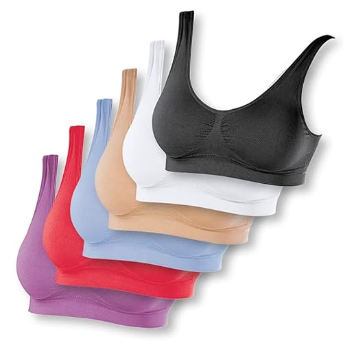 SLIMmaxx Damen Sport-BH Set (6er Pack) Größe 44/46 | Weich, Atmungsaktiv und Optimal Passend | Ohne Riegel, Klammern oder Haken | Waschbar bei 30°C | Komfortabler Halt für Sport und Freizeit von SLIMmaxx