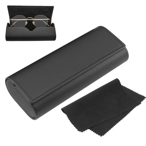Brillenetui Hardcase, Premium Lederbrillenbox, Brillen Etui Damen und Herren,Hartschale Brillenetui Schwarz Wird mit Einem Mikrofasertuch,Brillen-Aufbewahrungsbox für den Optimalen Schutz Ihrer Brille von SLIVERBA