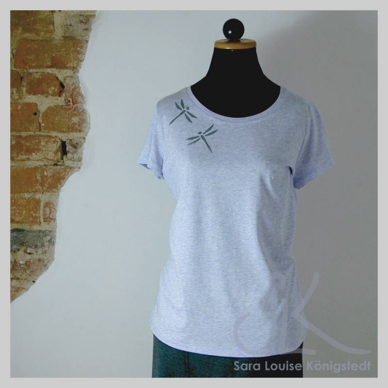 T-Shirt | Biobaumwolle Libellen Shirt Violettmeliert von SLKManufaktur