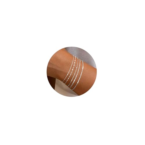 SLOONG 5 Stück Armband Damen Silber Stapelbare Armkette Damen Verstellbare Armbänder Twist Figaro Armband Set Wasserfest Büroklammer Armreif Silber Schmuck für Frauen Mädchen SLOONG 5 Stück Armband Damen Silber Stapelbare Armkette Damen Verstellbare Armbänder Twist Figaro Armband Set Wasserfest Büroklammer Armreif Silber Schmuck für Frauen Mädchen von SLOONG