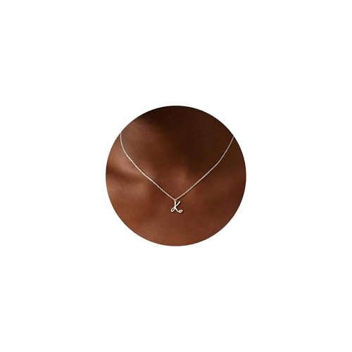 SLOONG Halskette Damen Silber 925 Kette mit Buchstaben Hypoallergene Silberkette Damen 925 mit Anhänger Geburtstagsgeschenk für Mädchen K Kette Silber Schmuck Mädchen Geschenke 4 5 6 7 8 9 10 11 Jahre von SLOONG