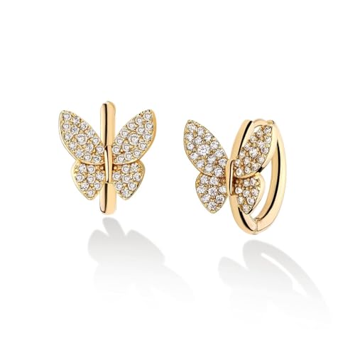 SLOONG Ohrringe Gold für Damen Mädchen 14 Karat Vergoldet Hängende Schmetterling Purelei Ohrringe Creolen Schmuck Geburtstagsgeschenk für Teenager Mädchen Geschenke 3 4 5 6 7 8 9 10 11 12 13 15 Jahre von SLOONG