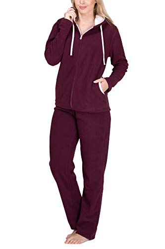 SLOUCHER Fleece-Anzug Hausanzug aus wärmenden Fleece für Damen, Farbe:Bordeaux, Größe:56-58 von SLOUCHER