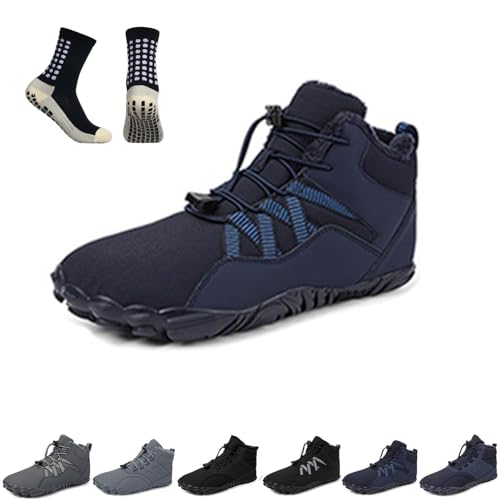 SLPB Winter Barfußschuhe Damen Herren Wasserdicht Traillaufschuhe wanderschuhe Zehenschuhe Hohe Warme und rutschfeste Stiefel (Blue-B,38) von SLPB