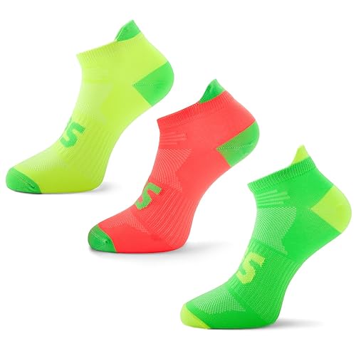 SLS3 Laufsocken – Anti-Blasen-Fußgewölbeunterstützung Gym Socken Damen – nahtlose Socken Damen (S, 3er Pack L/M/Y) von SLS3