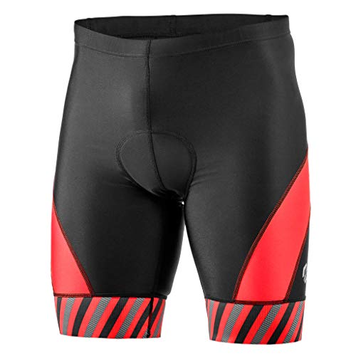 SLS3 Triathlon Hose Herren | 1 Tasche mit Reißverschluss | FX Z Tri Shorts | Gepolstert Schwarz (Black/Red Stripes, M) von SLS3