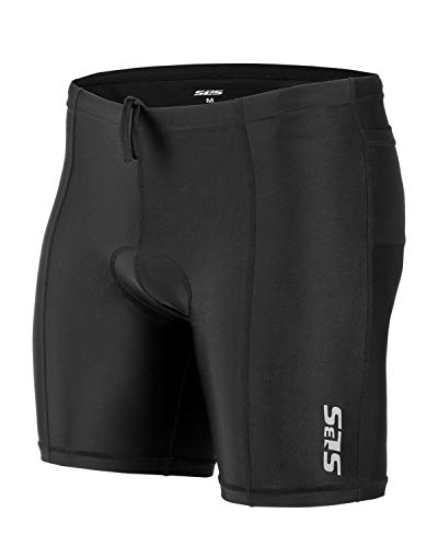 SLS3 Triathlon-Shorts für Herren - Strapazierfähiges FRT-Gewebe - Herren-Tri-Shorts - Triathlon-Hose für Männer - 2 Taschen (Black, S) von SLS3