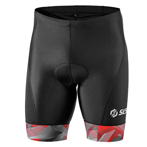 SLS3 Triathlon Hose Herren | 2 Taschen Tri-Short | FX Tri Shorts | Gepolstert Schwarz (Black/Red Geo, S) von SLS3