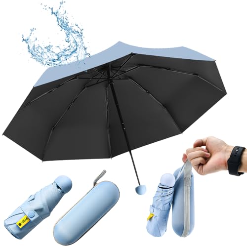 SLTAXAR Kompakter Regenschirm Sturmfest mit 8 Rippen Taschenschirm Blau Mini Umbrella Pocket Taschenschirme Faltender UV-Regenschirm Minischirm Leicht Mini Schirm Damen Perfekt für Jede Handtasche SLTAXAR Kompakter Regenschirm Sturmfest mit 8 Rippen Taschenschirm Blau Mini Umbrella Pocket Taschenschirme Faltender UV-Regenschirm Minischirm Leicht Mini Schirm Damen Perfekt für Jede Handtasche von SLTAXAR