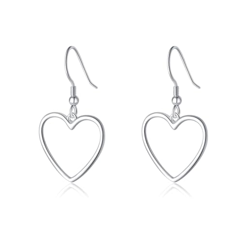 SLUYNZ 925 Sterling Silber 1,8 cm Herz Tropfen Ohrringe für Frauen Mädchen süße Liebe baumeln Ohrringe Herz Ohrringe (A-Silber) von SLUYNZ