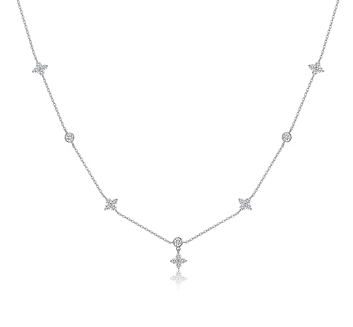 SLUYNZ 925 Sterling Silber CZ Blume Choker Halskette für Damen Teenager zierliche Blatt Anhänger Halskette Kette von SLUYNZ