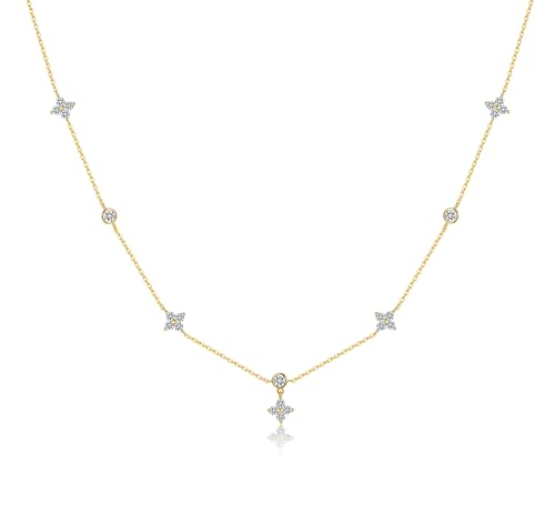 SLUYNZ 925 Sterling Silber CZ Blume Choker Halskette für Frauen Teenager zierliche Blatt Anhänger Halskette Kette von SLUYNZ