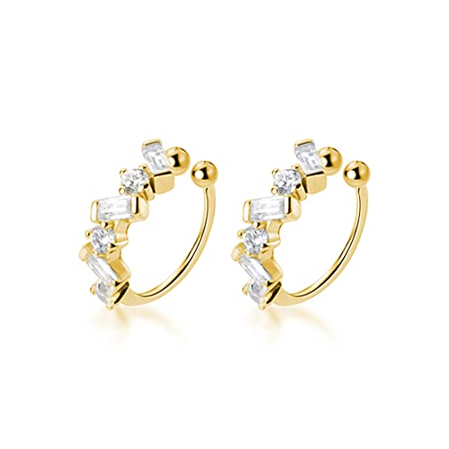 SLUYNZ 925 Sterling Silber kleine Ohrringe CZ Manschettenohrringe Creolen für Frauen Damen kleine Creolen ohne Piercing Knorpelohrringe Helix (Yellow) von SLUYNZ