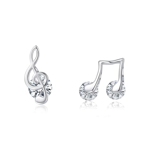 SLUYNZ 925 Sterling Silber CZ Musical Note Ohrstecker für Frauen Teenager Musik Ohrringe Ohrstecker für Musikliebhaber von SLUYNZ