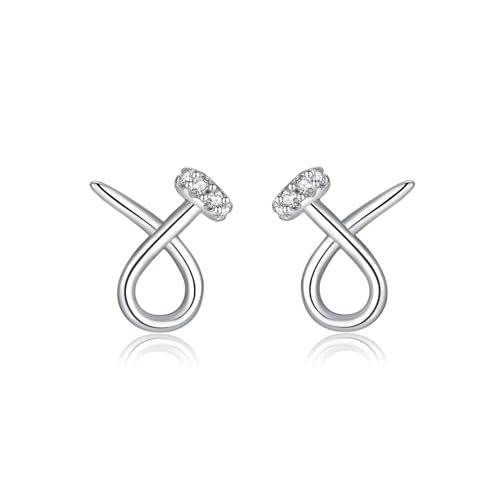 SLUYNZ 925 Sterling Silber CZ Ohrringe Ohrstecker für Frauen Teen Mädchen kleine Pfosten Ohrstecker Ohrstecker Winzige Ohrstecker (A-Silver) von SLUYNZ