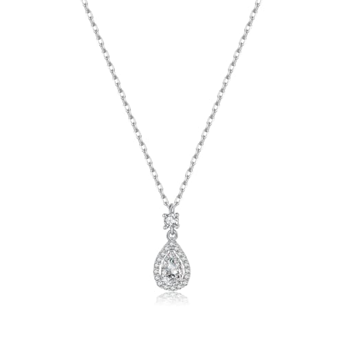 SLUYNZ 925 Sterling Silber CZ Teardrop Halskette Choker für Frauen Teenager Kristall Teardrop Anhänger Halskette von SLUYNZ