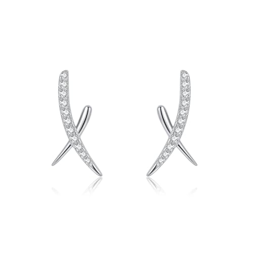 SLUYNZ 925 Sterling Silber CZ X Ohrringe Ohrstecker für Damen Mädchen Teenager X Ohrstecker (A-Silber) von SLUYNZ