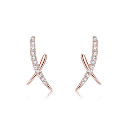 SLUYNZ 925 Sterling Silber CZ X Ohrringe Ohrstecker für Damen Mädchen Teenager X Ohrstecker (C-Rose Gold) von SLUYNZ