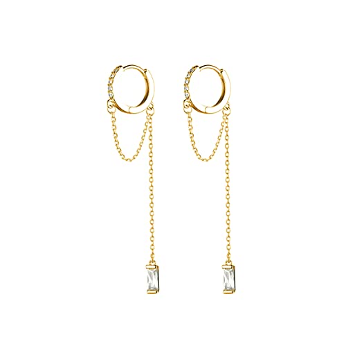 SLUYNZ 925 Sterling Silber CZ Creolen Ohrringe Kette für Damen Hängend Ohrringe Lange Ohrhänger von SLUYNZ