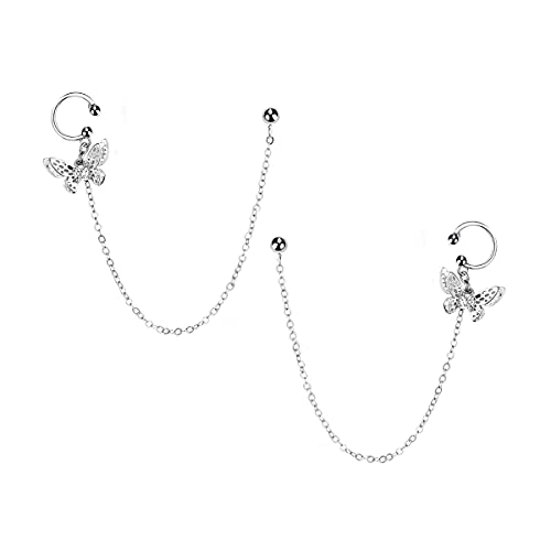 SLUYNZ 925 Sterling Silber Elegante Schmetterlings-Ohrringkette für Frauen Teenager Mädchen Schmetterlings-Ohrringe Crawler-Ohrringe wickeln (Silber) von SLUYNZ