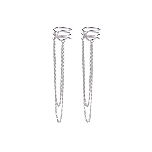 SLUYNZ 925 Sterling Silber Manschette Ohrringe Kette für Frauen Damen Kette Ohrringe Tropfen Ohrringe Quaste von SLUYNZ