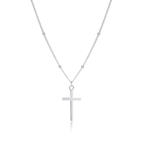 SLUYNZ 925 Sterling Silber Kreuz Choker Halskette für Damen Mädchen Kreuz Anhänger Halskette Kette (A-Silber) von SLUYNZ