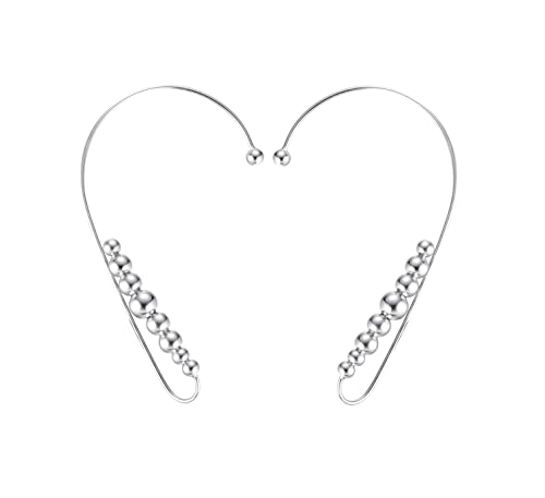 SLUYNZ 925 Sterling Silber Manschette Ohrringe Wickeln für Frauen Jugendlich Mädchen Crawler Ohrringe Kein Piercing Scheren um Ohr (Silber-Paar) von SLUYNZ