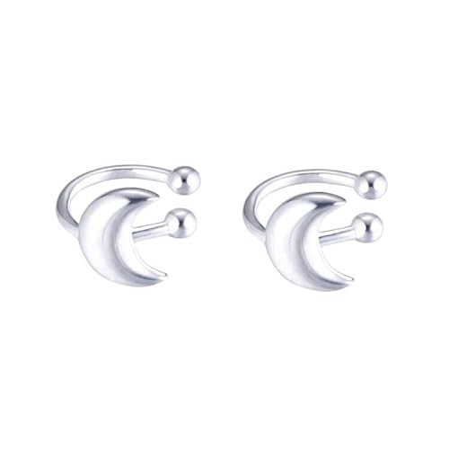 SLUYNZ 925 Sterling Silber Mond Ohrmanschette Clip -On Ohrringe für Frauen Teenagers Wrap Ohrringe Keine durchdringenden Knorpel Ohrringe (A-Silber) von SLUYNZ