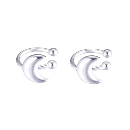 SLUYNZ 925 Sterling Silber Mond Ohrmanschette Clip -On Ohrringe für Frauen Teenagers Wrap Ohrringe Keine durchdringenden Knorpel Ohrringe (A-Silber) von SLUYNZ