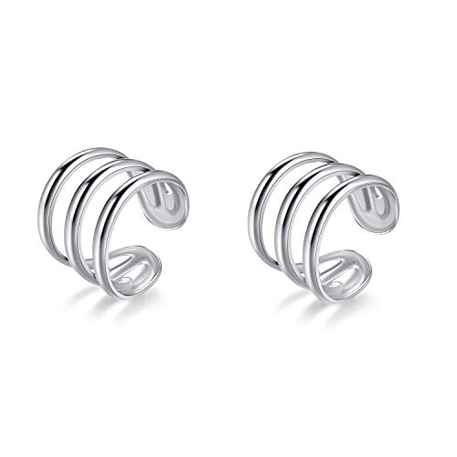 SLUYNZ 925 Sterling Silber Multi Circles Cuff Ohrringe für Frauen Damen No Piercing Knorpel Ohrringe Clip Ons von SLUYNZ