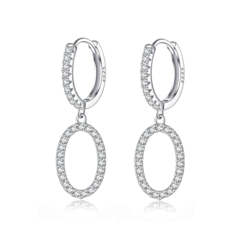SLUYNZ 925 Sterling Silber O Creolen für Frauen - CZ Circle Huggie Minimalistische Ohrringe (A-Silber) von SLUYNZ