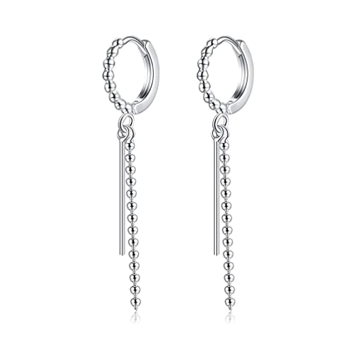 SLUYNZ 925 Sterling Silber Perle Kugel Creolen Ohrringe für Frauen Damen Minimalistische Bar Creolen baumeln von SLUYNZ