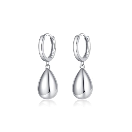 SLUYNZ 925 Sterling Silber Teardrop Creolen Ohrringe für Damen Waterdrop Creolen Ohrringe Hängend Ohrringe Chunky Ohrringe Ohrhänger (A-Silber) von SLUYNZ