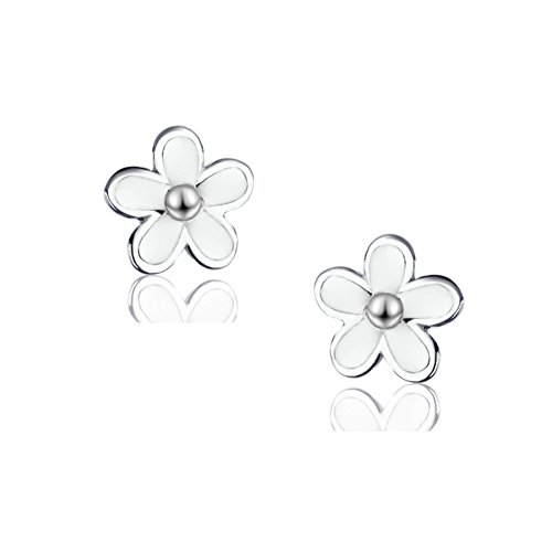 SLUYNZ 925 Sterling Silber kleine Gänseblümchen Ohrstecker für Damen Mädchen zierliche Blumen Ohrstecker Ohrringe (A-Silber) von SLUYNZ