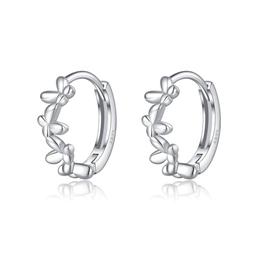 SLUYNZ 925 Sterling Silber Kleine Schmetterling Creolen für Damen - Cluster Huggie Ohrringe (A-Silber) von SLUYNZ