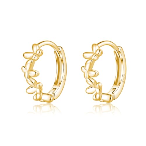 SLUYNZ 925 Sterling Silber Kleine Schmetterling Creolen für Damen - Cluster Huggie Ohrringe (B-Gold) von SLUYNZ
