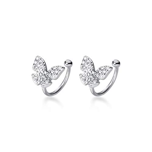 SLUYNZ 925 Sterling Silber kleine schöne Schmetterling Ohrringe Creolen Manschette Ohrringe für Frauen Damen keine Piercing Knorpel Ohrringe von SLUYNZ