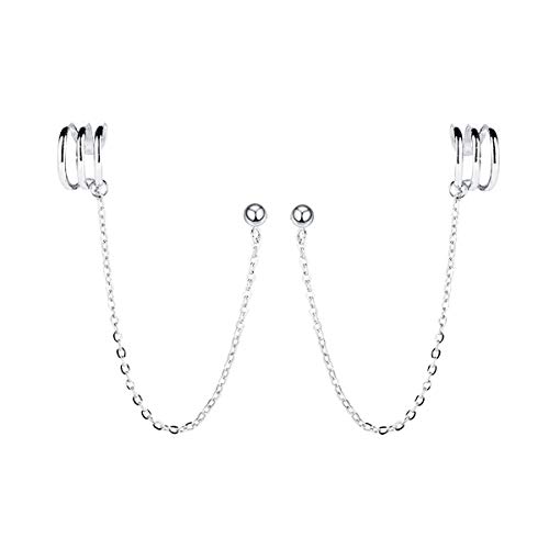 SLUYNZ 925 Sterling Silber Manschette Ohrringe Kette für Frauen Mädchen Kletterer Ohrringe Clip Ohrring Tropfen Ohrringe von SLUYNZ