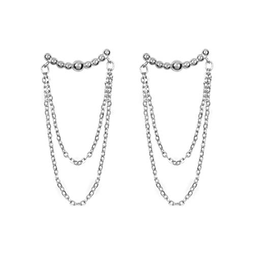 SLUYNZ 925 Sterling Silver Dangle Earrings Chain for Women Teen Girls Minimalist Bar Tassel Chain Earrings von SLUYNZ