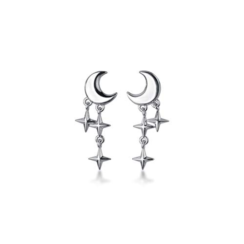 SLUYNZ 925 Sterling Silber Kleine Ohrstecker für Mädchen Kleine Ohrringe Mond Stern Ohrstecker (A-Silber) von SLUYNZ