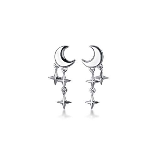 SLUYNZ 925 Sterling Silber Kleine Ohrstecker für Damen Kleine Ohrringe Mond Stern Ohrstecker (A-Silber) von SLUYNZ