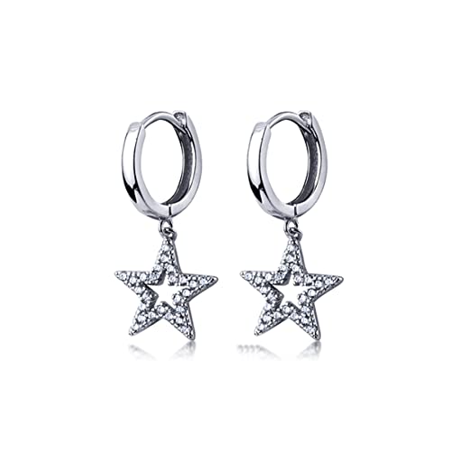 SLUYNZ 925 Sterlingsilber CZ Star Creolen für Frauen Teen Girls Star Creolen Ohrhänger Huggie Studs von SLUYNZ