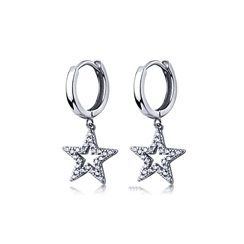 SLUYNZ 925 Sterlingsilber CZ Star Creolen für Frauen Damen Star Creolen Ohrhänger Huggie Studs von SLUYNZ