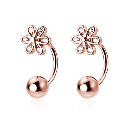 SLUYNZ 925 Sterling Silber Kleine Gänseblümchen Ohrringe Manschette für Frauen Teen Mädchen Blume Knorpel Ohrringe Helix Piercing Halbe Creolen Ohrringe Kugel Ohrstecker (Roségold) von SLUYNZ