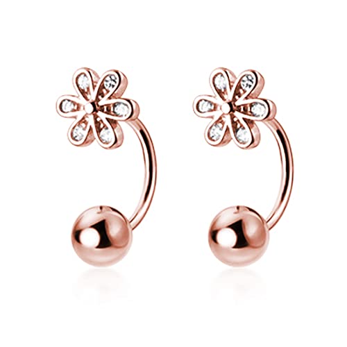 SLUYNZ 925 Sterling Silber Kleine Gänseblümchen Ohrringe Manschette für Frauen Damen Blume Knorpel Ohrringe Helix Piercing Halbe Creolen Ohrringe Kugel Ohrstecker (Roségold) von SLUYNZ