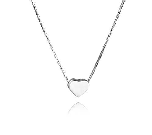 SLUYNZ Halskette mit echtem 925er Sterlingsilber-Liebesherz-Anhänger für Damen und Mädchen, schlanke Herz-Tennis-Halskette (0.7cm Heart-Silver) von SLUYNZ