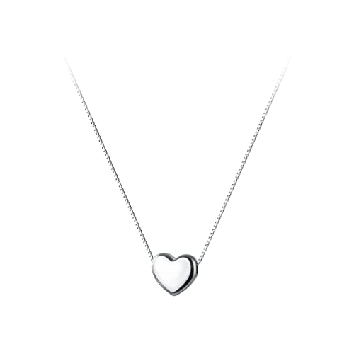 SLUYNZ Halskette mit echtem 925er Sterlingsilber-Liebesherz-Anhänger für Damen und Mädchen, schlanke Herz-Tennis-Halskette (1cm Heart-Silver) von SLUYNZ