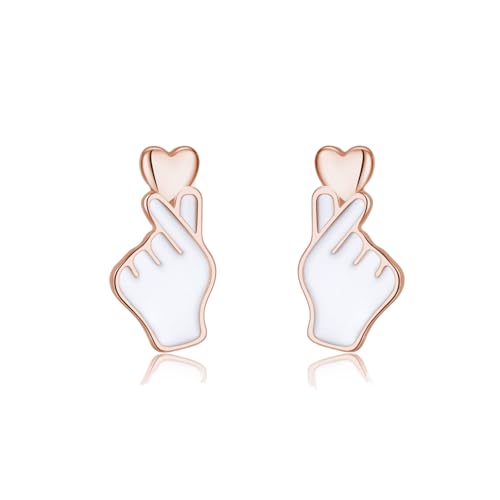 SLUYNZ Sterling Silber Herz Ohrstecker für Damen Liebe Herz Ohrringe Ohrstecker (C-Rose Gold) von SLUYNZ