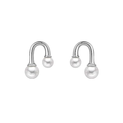 SLUYNZ Sterling Silber U Perlen Ohrstecker Ohrringe für Frauen Damen Niedliche Perlen Ohrstecker Ohrringe (A-Silver) von SLUYNZ